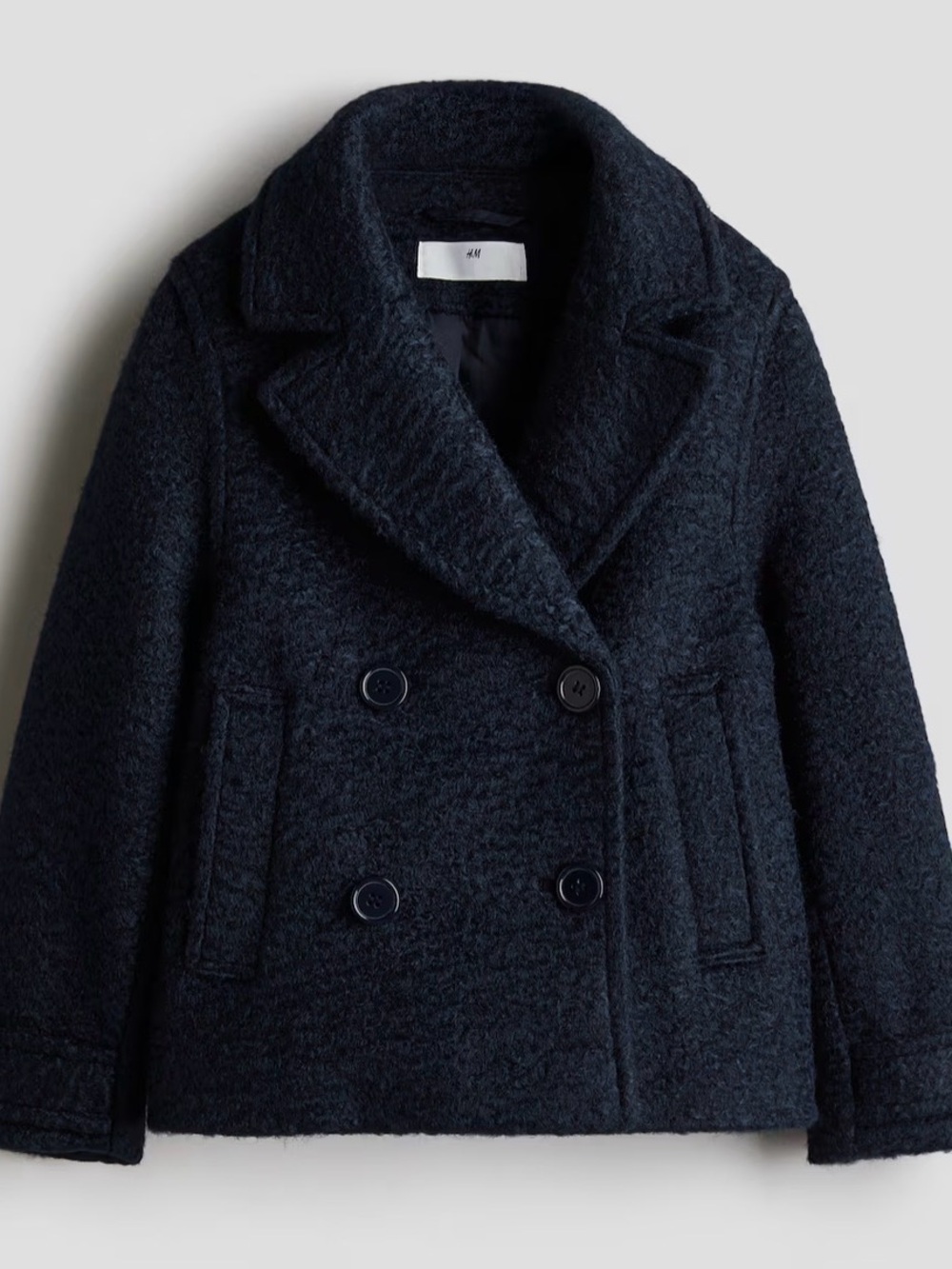 H&M Women's Dark Navy Double-Breasted Peacoat KIDS SIZE US 14